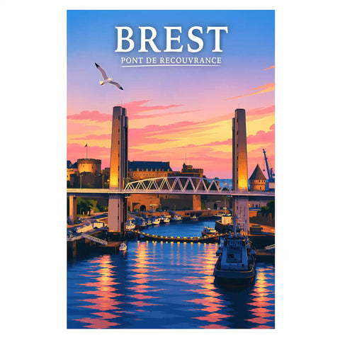Affiches Brest Pont de Recouvrance Vintage Poster Retro