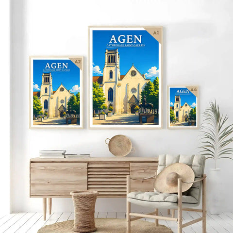 Affiche - Agen - Cathédrale Saint-Caprais