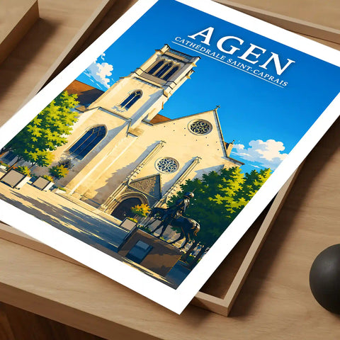 Affiche - Agen - Cathédrale Saint-Caprais