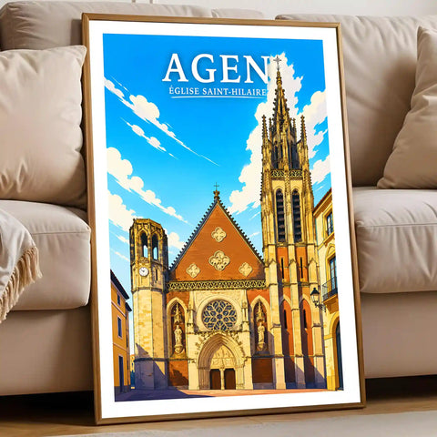Affiche - Agen - Église Saint-Hilaire