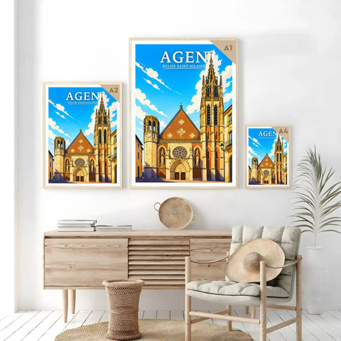 Affiche - Agen - Église Saint-Hilaire