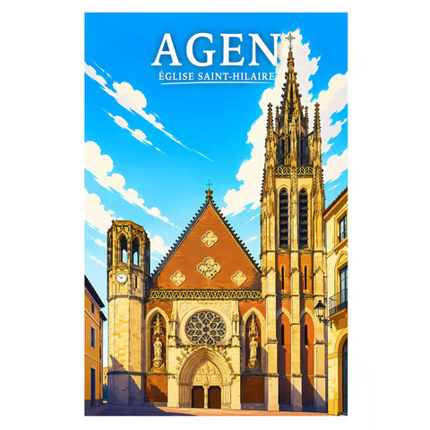 Affiche - Agen - Église Saint-Hilaire