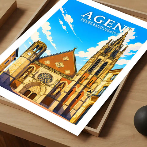 Affiche - Agen - Église Saint-Hilaire