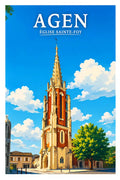 Affiche - Agen - Église Sainte-Foy - affiche agen