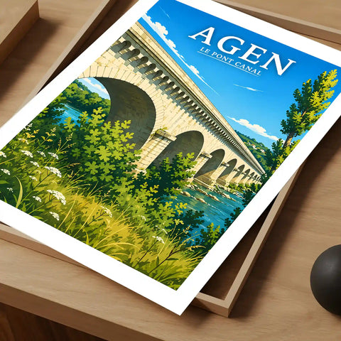 Affiche - Agen - Le Pont Canal