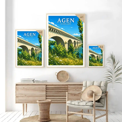 Affiche - Agen - Le Pont Canal