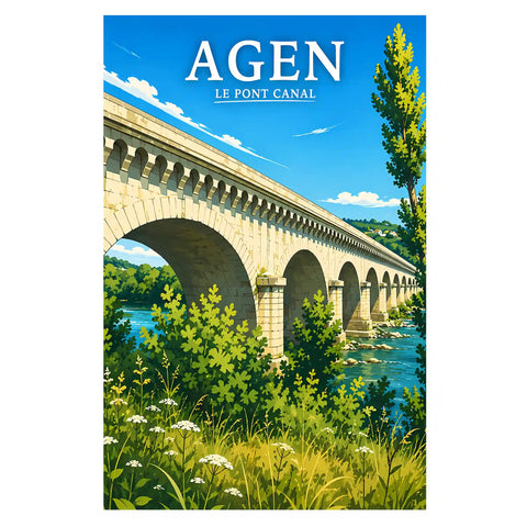 Affiche - Agen - Le Pont Canal