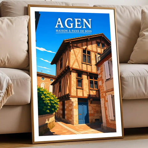 Affiche - Agen - Maison à pans de bois