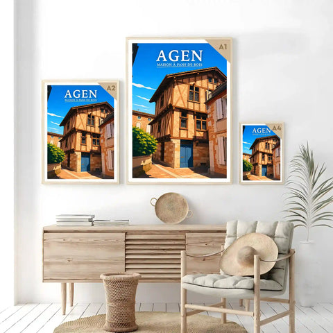 Affiche - Agen - Maison à pans de bois