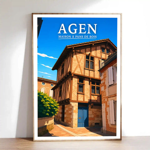 Affiche - Agen - Maison à pans de bois