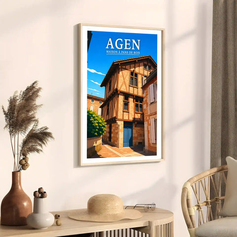 Affiche - Agen - Maison à pans de bois