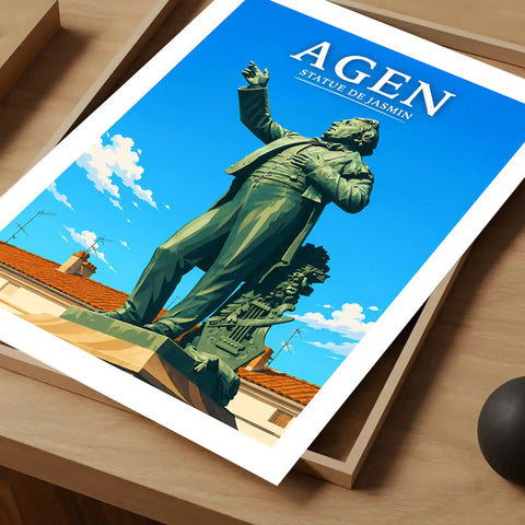 Affiche - Agen - Statue de Jasmin
