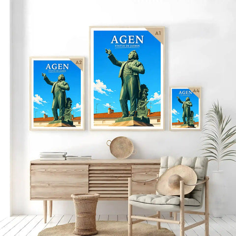Affiche - Agen - Statue de Jasmin