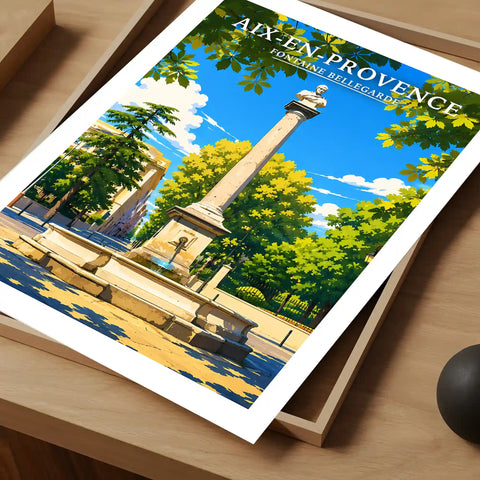 Affiche - Aix-en-Provence - Fontaine Bellegarde