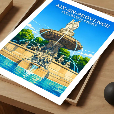 Affiche - Aix-en-Provence - Fontaine de la Rotonde
