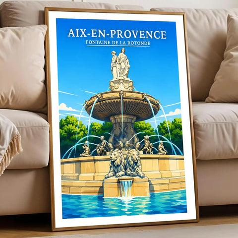 Affiche - Aix-en-Provence - Fontaine de la Rotonde