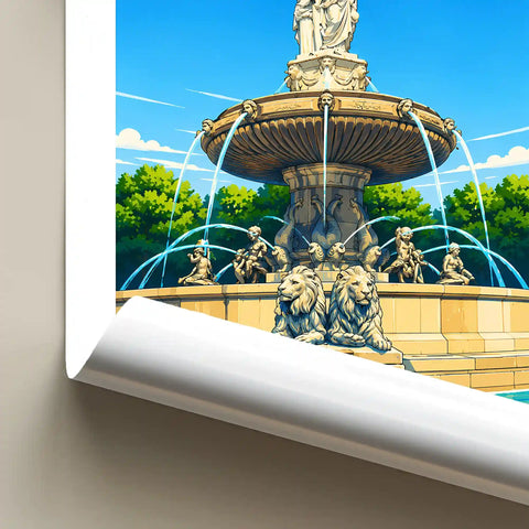 Affiche - Aix-en-Provence - Fontaine de la Rotonde