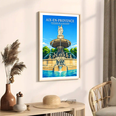 Affiche - Aix-en-Provence - Fontaine de la Rotonde