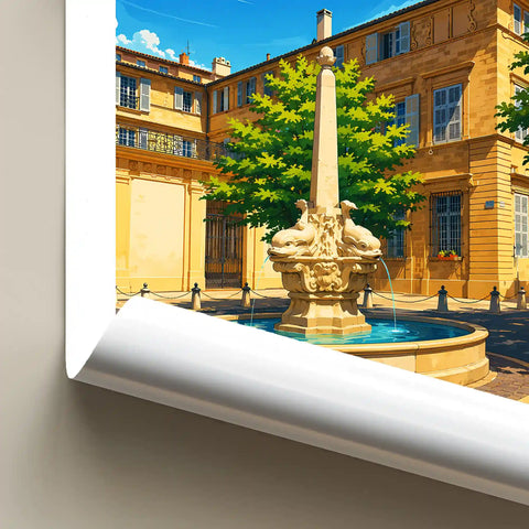 Affiche - Aix-en-Provence - Fontaine des Quatre Dauphins