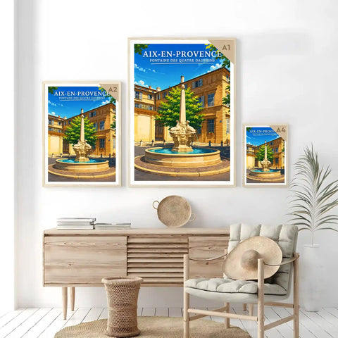 Affiche - Aix-en-Provence - Fontaine des Quatre Dauphins