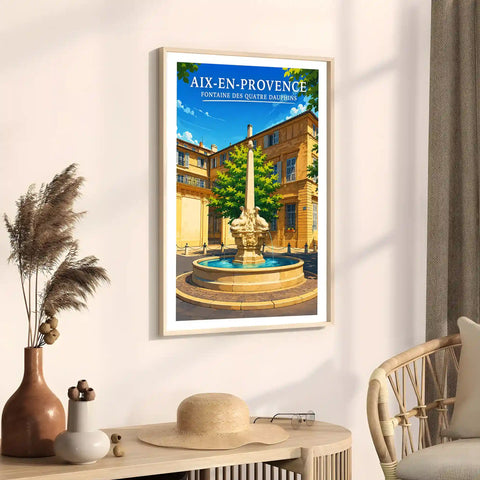 Affiche - Aix-en-Provence - Fontaine des Quatre Dauphins