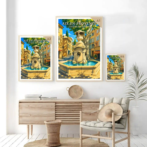 Affiche - Aix-en-Provence - Fontaine des Tanneurs