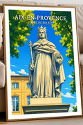 Affiche Aix-en-Provence Statue du Roi René