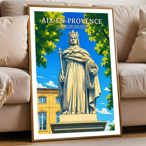 Affiche Aix-en-Provence Statue du Roi René