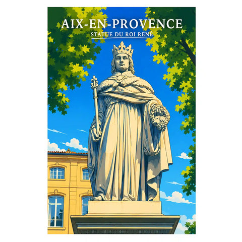 Affiche Aix-en-Provence Statue du Roi René