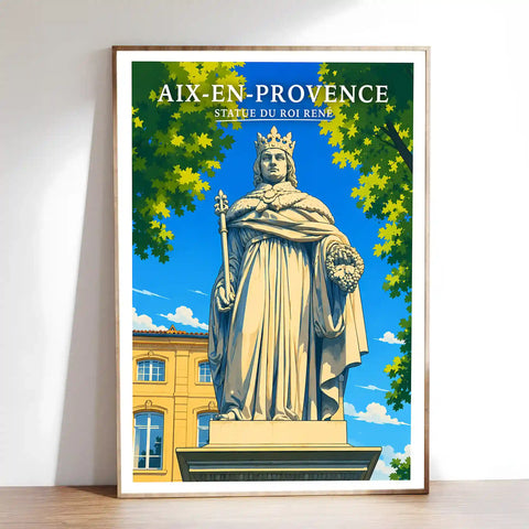 Affiche Aix-en-Provence Statue du Roi René