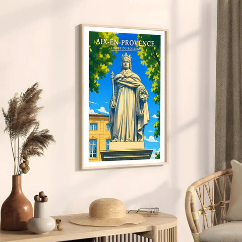 Affiche Aix-en-Provence Statue du Roi René
