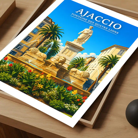 Affiche - Ajaccio - Fontaine des Quatre Lions