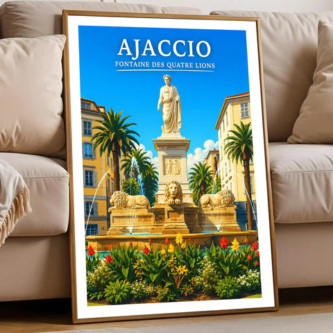 Affiche - Ajaccio - Fontaine des Quatre Lions