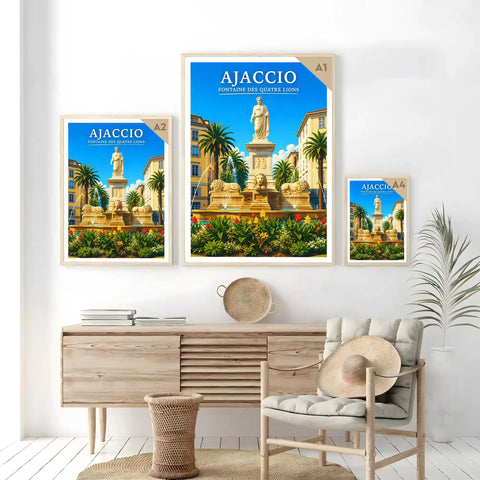 Affiche - Ajaccio - Fontaine des Quatre Lions