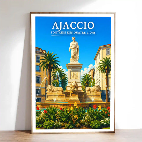 Affiche - Ajaccio - Fontaine des Quatre Lions