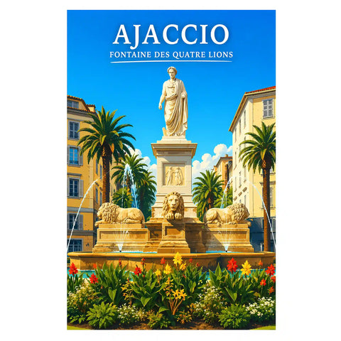 Affiche - Ajaccio - Fontaine des Quatre Lions