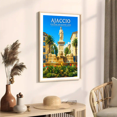 Affiche - Ajaccio - Fontaine des Quatre Lions
