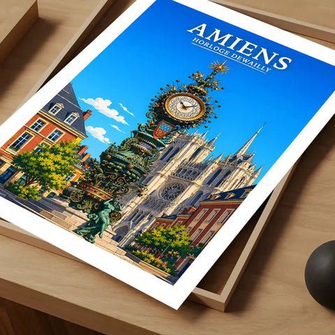 Affiche - Amiens - Horloge Dewailly