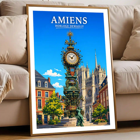 Affiche - Amiens - Horloge Dewailly