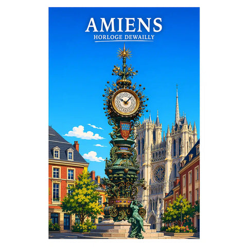 Affiche - Amiens - Horloge Dewailly