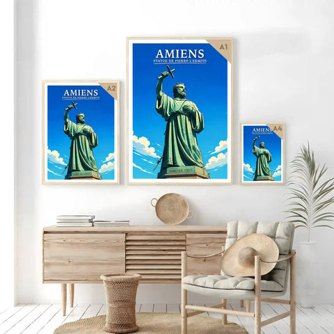 Affiche - Amiens - Statue de Pierre l'Hermite