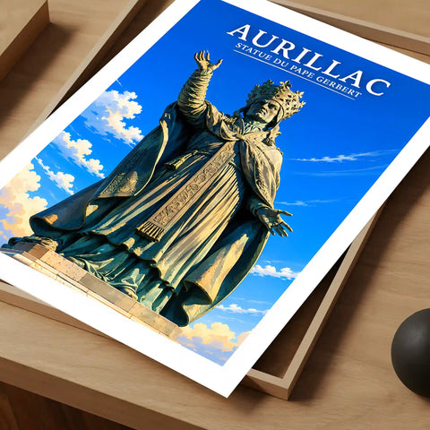 Affiche - Aurillac - Statue du Pape Gerbert