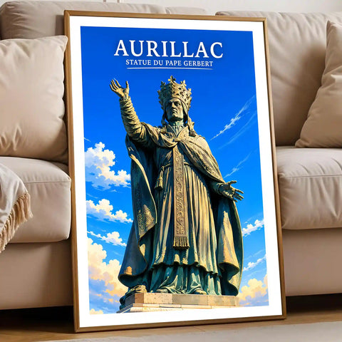 Affiche - Aurillac - Statue du Pape Gerbert