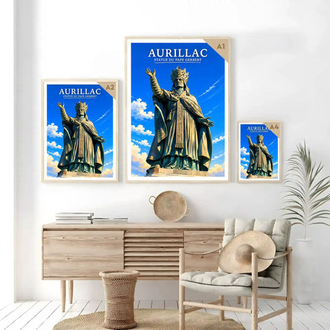 Affiche - Aurillac - Statue du Pape Gerbert