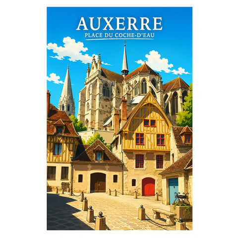 Affiche - Auxerre - Place du Coche-d'Eau