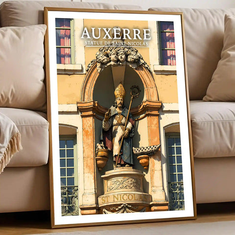 Affiche - Auxerre - Statue de Saint-Nicolas