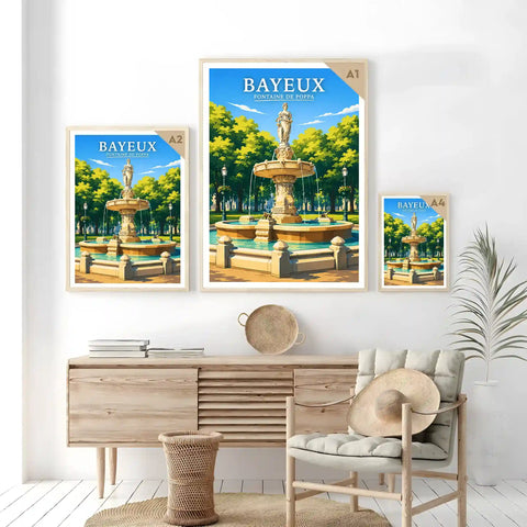 Affiche - Bayeux - Fontaine de Poppa