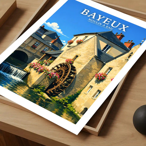 Affiche - Bayeux - Moulin à eau - affiche bayeux