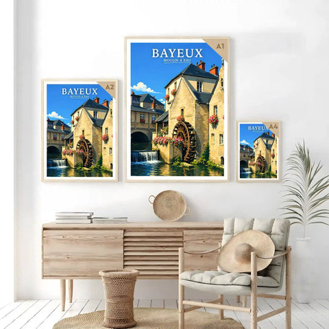 Affiche - Bayeux - Moulin à eau - affiche bayeux