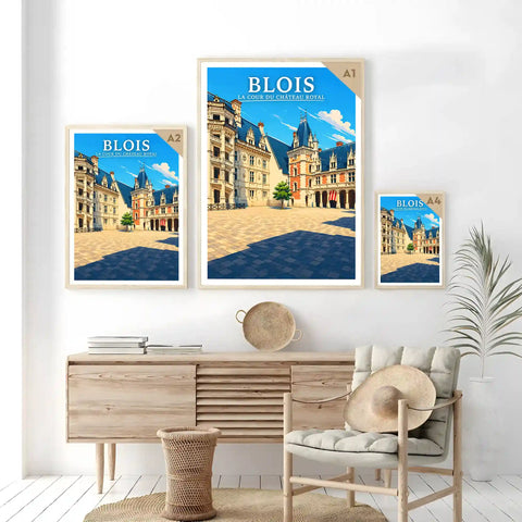 Affiche - Blois - La Cour du Château Royal - affiche blois